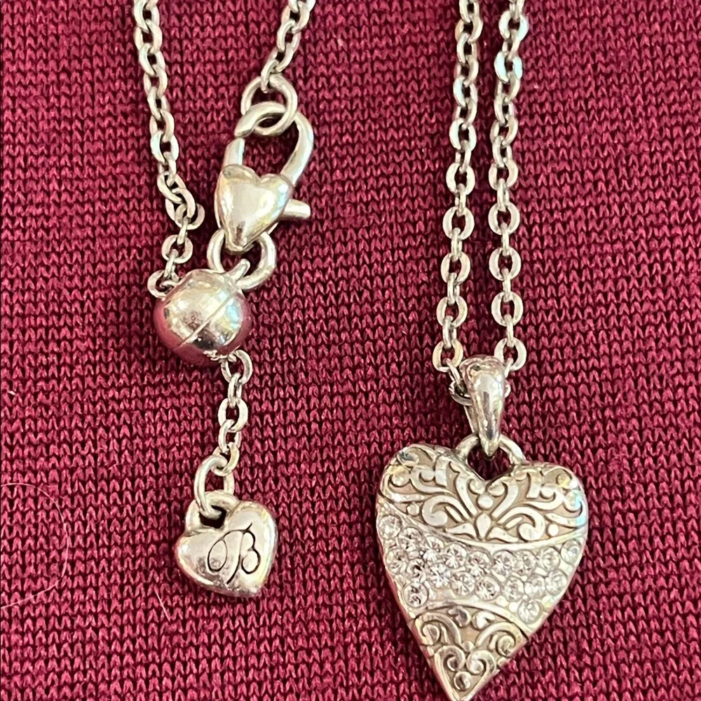 Retired Brighton reversible love rhinestone heart adjustable necklace - Picture 4 of 14